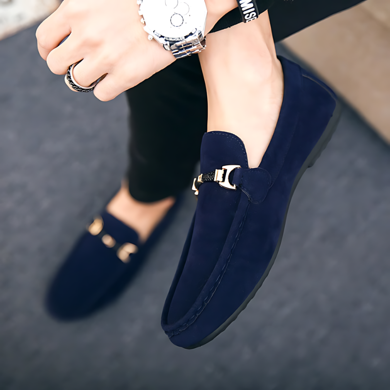 Casual Blue Suede Loafers for Men