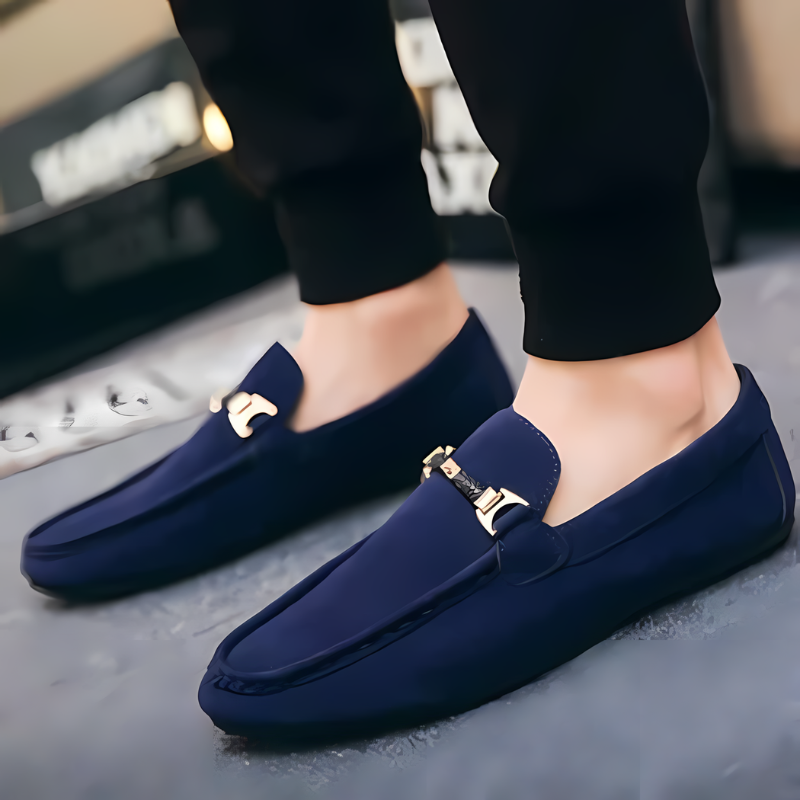 Casual Blue Suede Loafers for Men