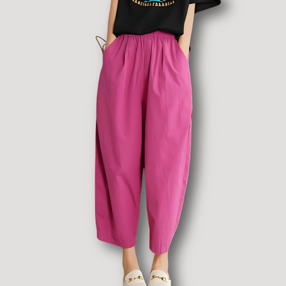 Women's Cropped Wide Leg High Waisted Pants