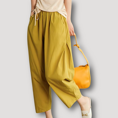 Women's Cropped Wide Leg High Waisted Pants