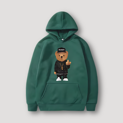 Embroidered Mid Finger Teddy Bear Hooded Sweatshirts for Sale