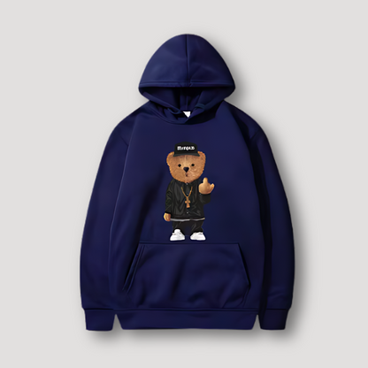 Embroidered Mid Finger Teddy Bear Hooded Sweatshirts for Sale