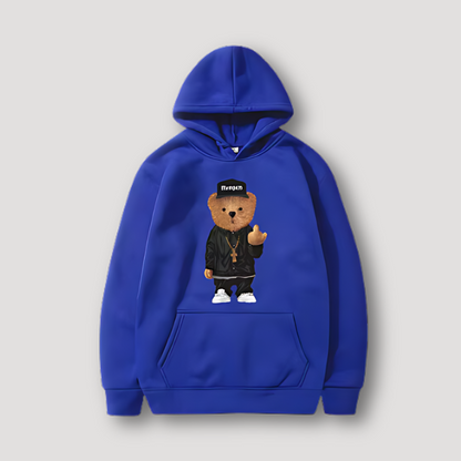 Embroidered Mid Finger Teddy Bear Hooded Sweatshirts for Sale