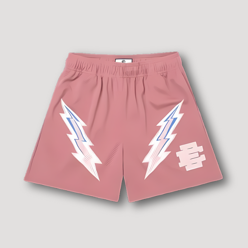 Thunder Lightning Graphic Print Sporty Mesh Summer Shorts