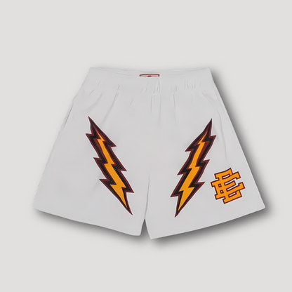 Thunder Lightning Graphic Print Sporty Mesh Summer Shorts