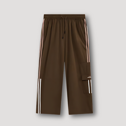 Casual Sweatpants Double Side Stripe Elastic Waist Wide Leg Pants Man