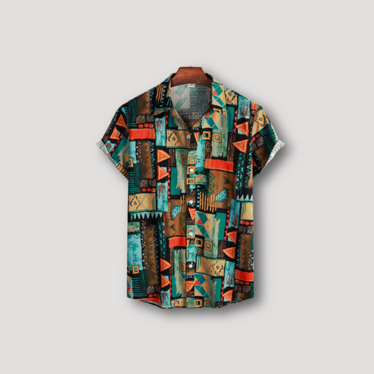 Casual Geometric Ethnic Hawaiian Shirt Man