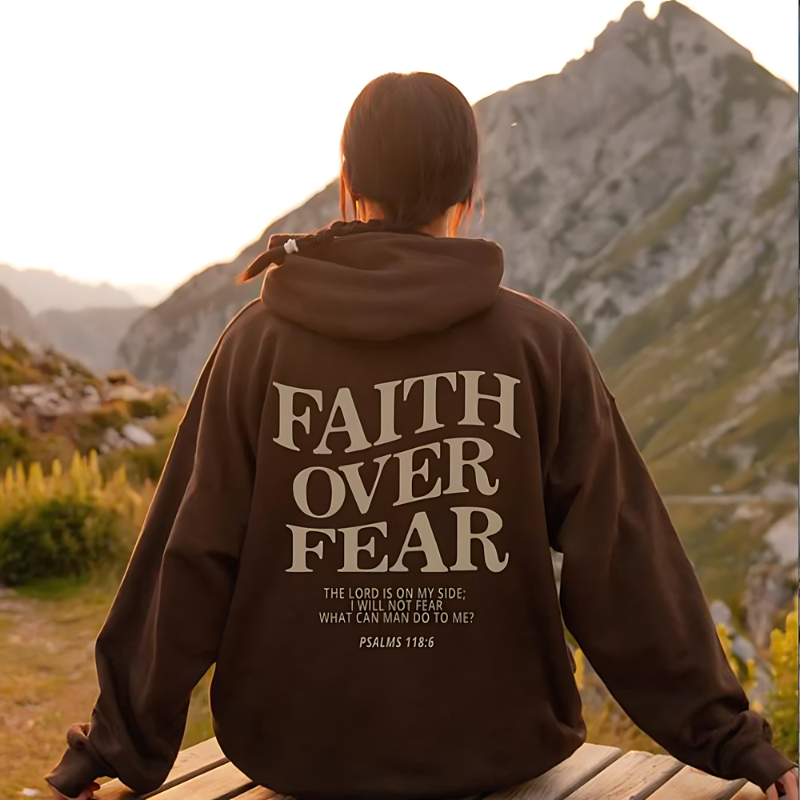 Biblical Quotes 'FAITH OVER FEAR' Oversized Hoodie Jacket