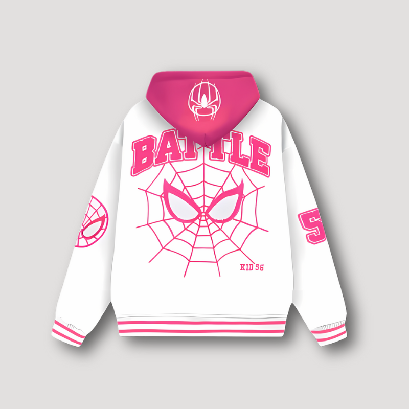 Battle Spider Man Leather Sleeves Varsity Jacket