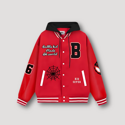 Battle Spider Man Leather Sleeves Varsity Jacket