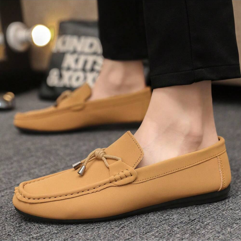 Khaki Tassel Loafer Shoes for Men