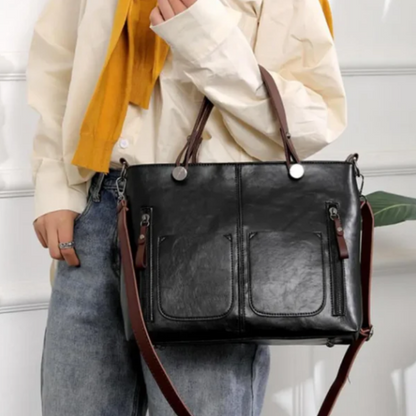 Vintage Messenger Boxy Leather Shoulder Handbag Tote Bag