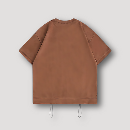 Vintage Suede 'Hungriness' Big Pocket Oversized Tee Shirts