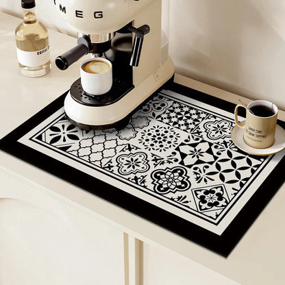 Premium Absorbent Draining Mat - Quick-Dry Microfiber, Non-Slip, Grey, Kitchen Essential