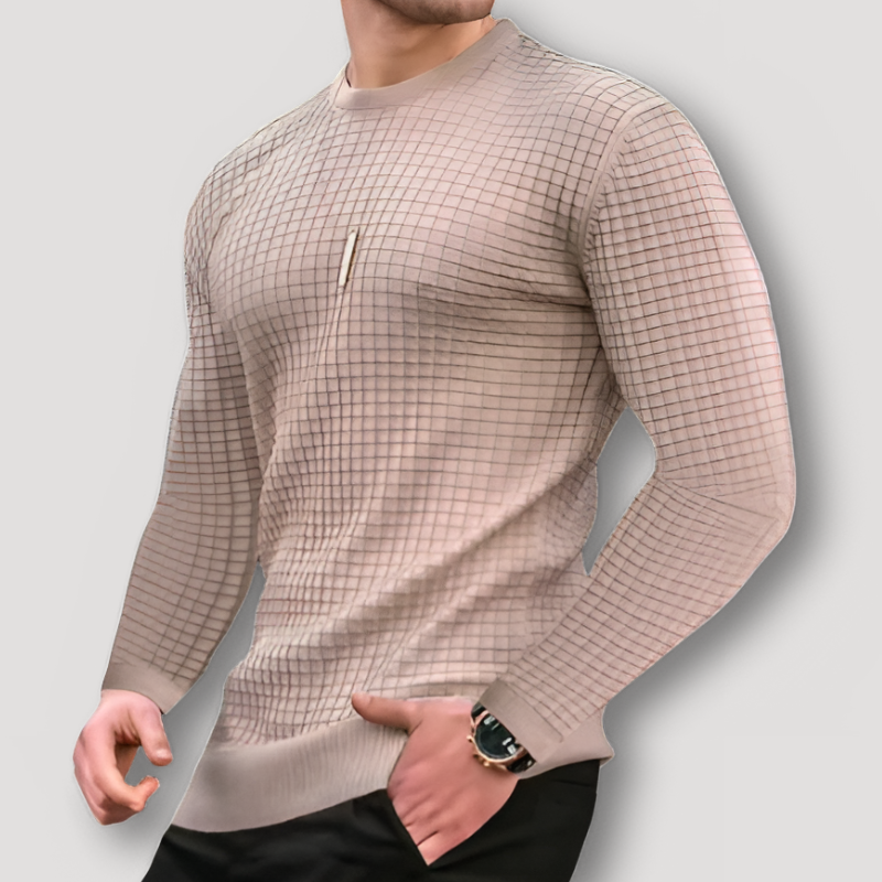 Men's Sim Fit Waffle Knit Sweater Crew Neck