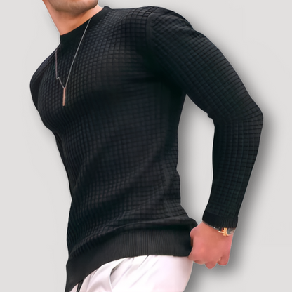 Men's Sim Fit Waffle Knit Sweater Crew Neck