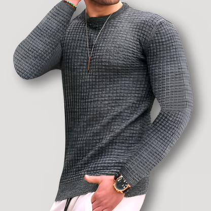 Men's Sim Fit Waffle Knit Sweater Crew Neck