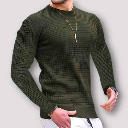 Men's Sim Fit Waffle Knit Sweater Crew Neck