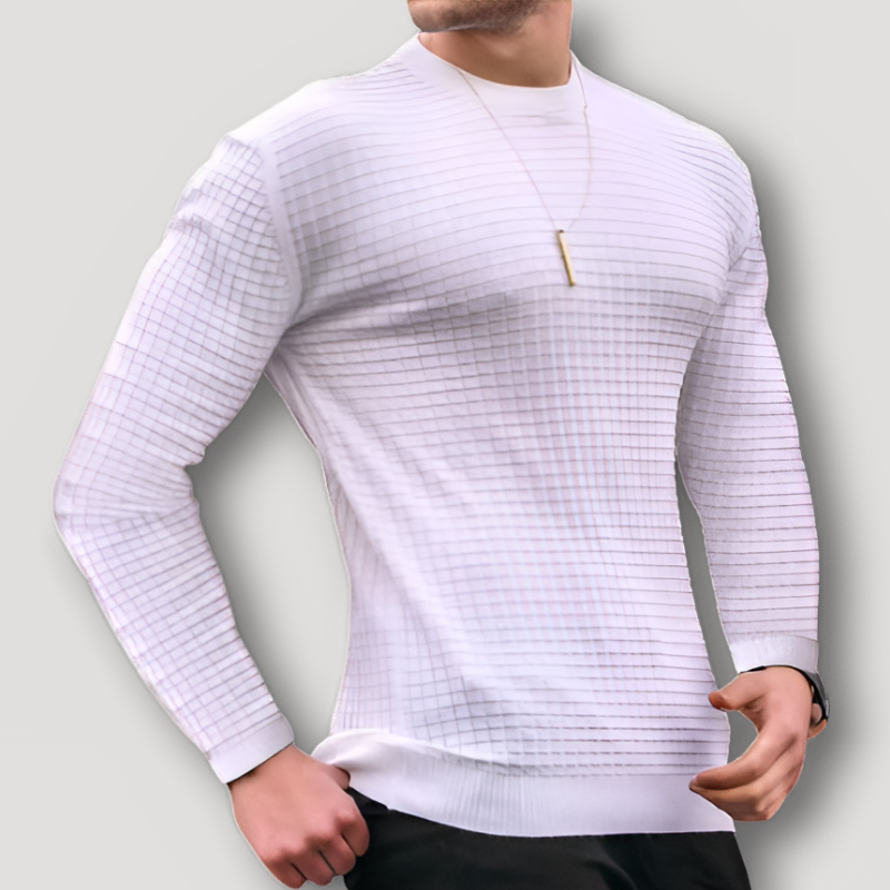 Men's Sim Fit Waffle Knit Sweater Crew Neck