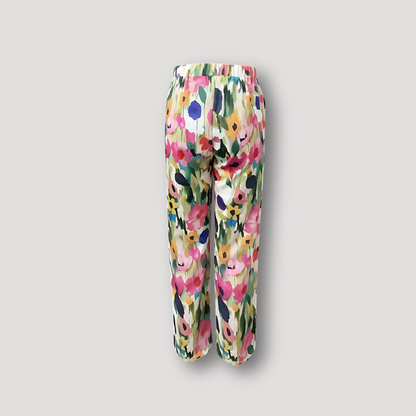 Summer Beach Vibrant Floral Art Straight Leg Pants