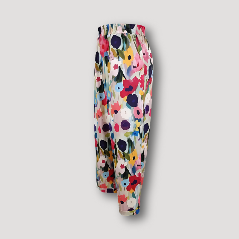 Summer Beach Vibrant Floral Art Straight Leg Pants