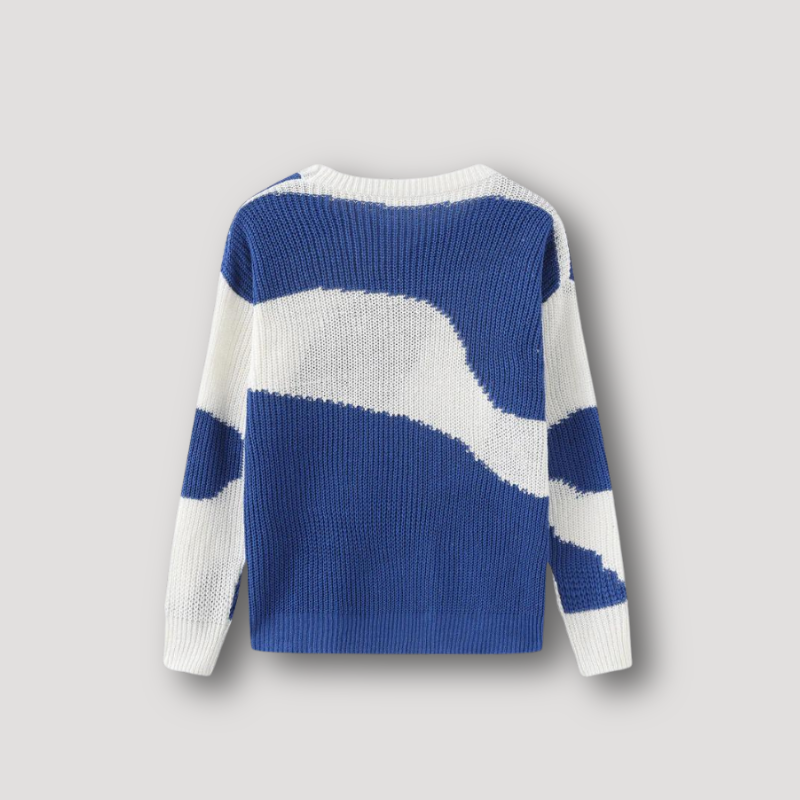 Cow Print Color Blocked Knitted Sweater