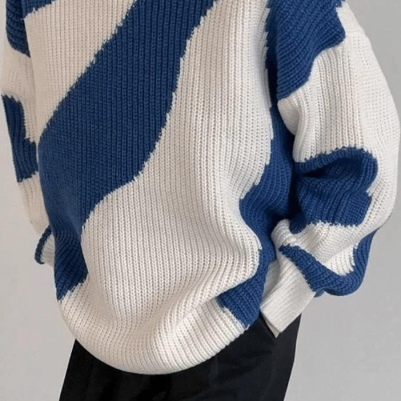 Cow Print Color Blocked Knitted Sweater