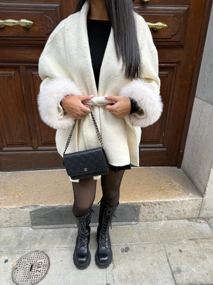 Women Soft Wool Coat – Elegant Wrap Coat – Loose Fit With Belt Winter