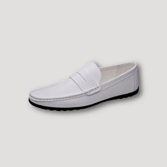 Casual Leather Shoes White Loafers for Men