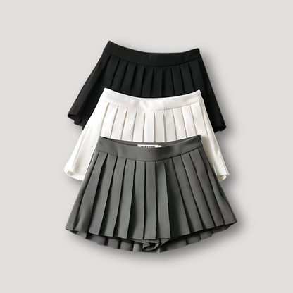 Korean Style Slim Fit High Waisted Pleated Mini Skirt Women