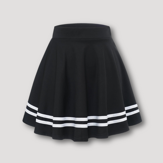 Striped A-line High Waist Skater Mini Skirt