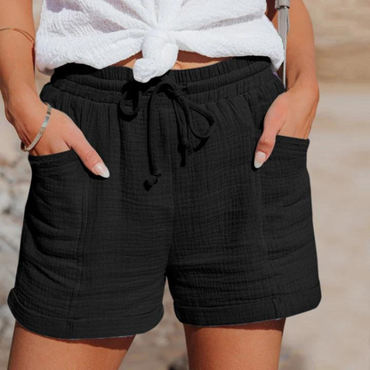 Summer Beachwear Casual Women Linen Shorts