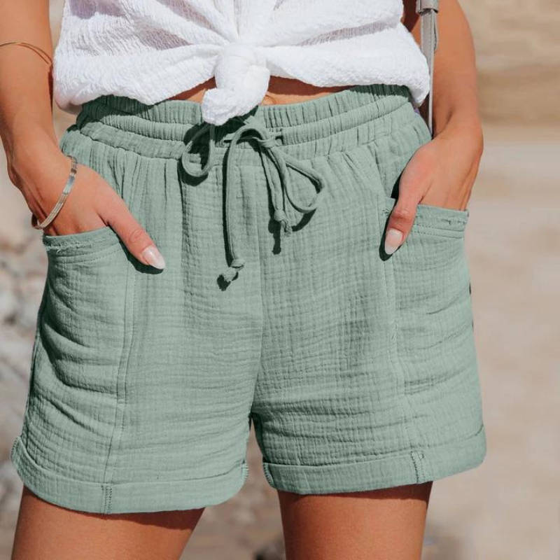 Summer Beachwear Casual Women Linen Shorts