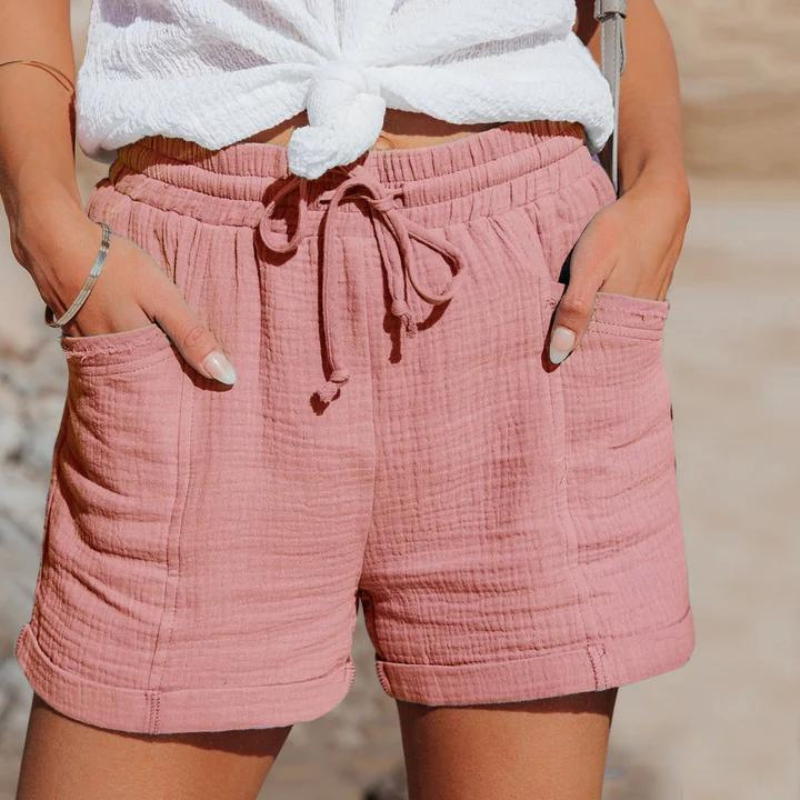 Summer Beachwear Casual Women Linen Shorts