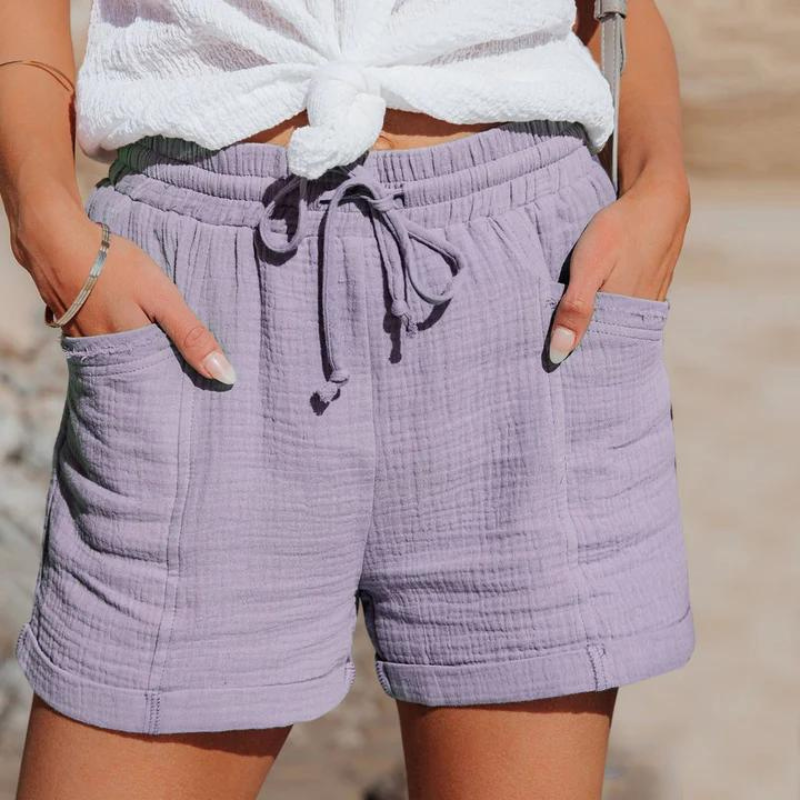 Summer Beachwear Casual Women Linen Shorts