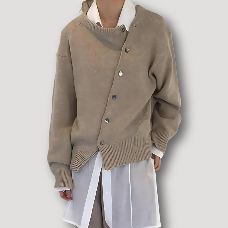 Asymmetrical Button Up Oversized Cardigan Sweater Women's