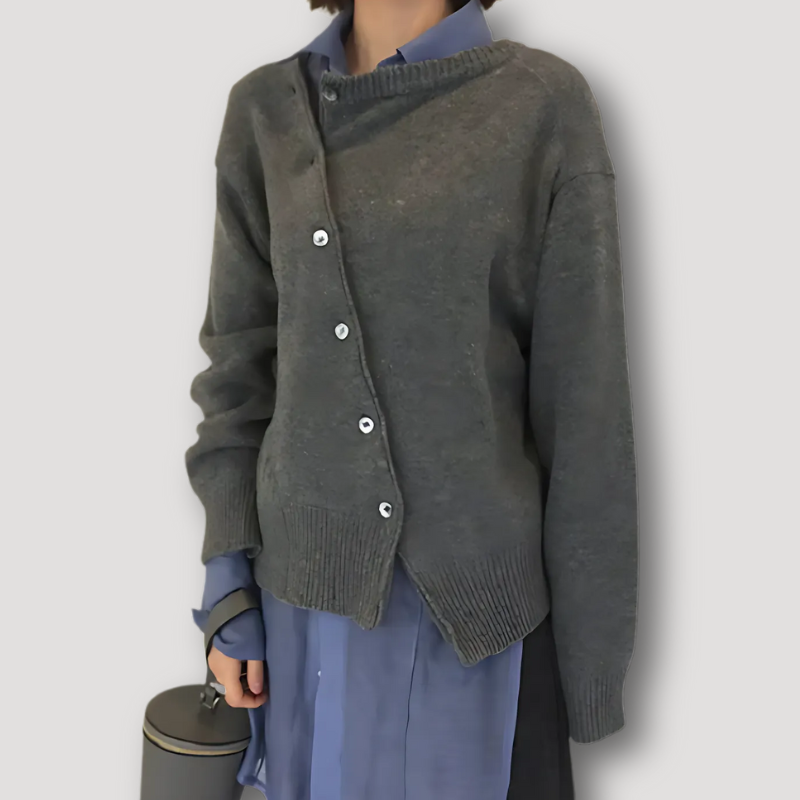 Asymmetrical Button Up Oversized Cardigan Sweater Women's