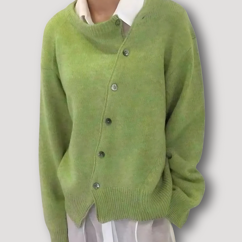 Asymmetrical Button Up Oversized Cardigan Sweater Women's