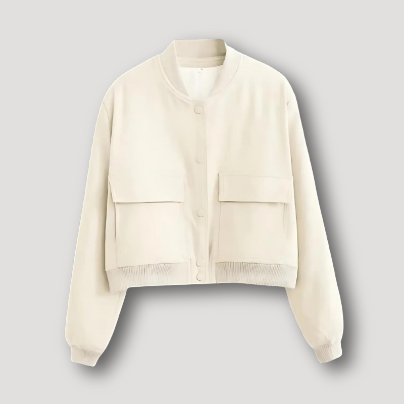 Cropped Varsity Bomber Jacket Coat for Women