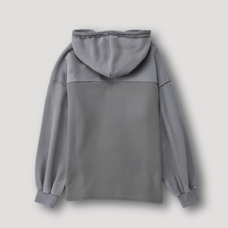 Puff Sleeve Zip Up Oversized Grey Hoodie Jacket