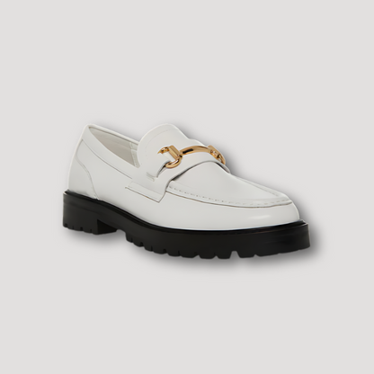 Chunky Platform White Leather Shoes Women