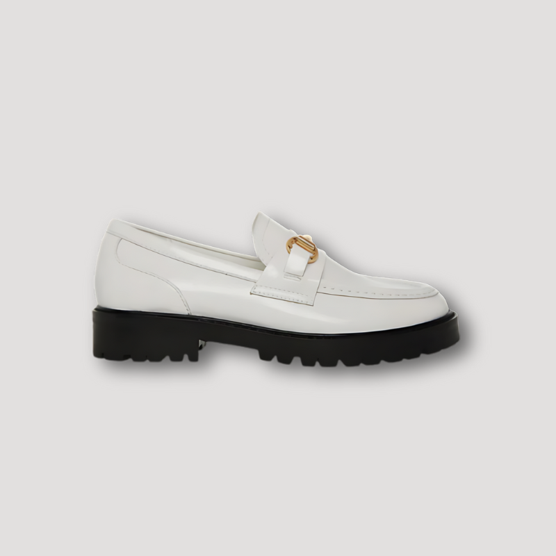 Chunky Platform White Leather Shoes Women