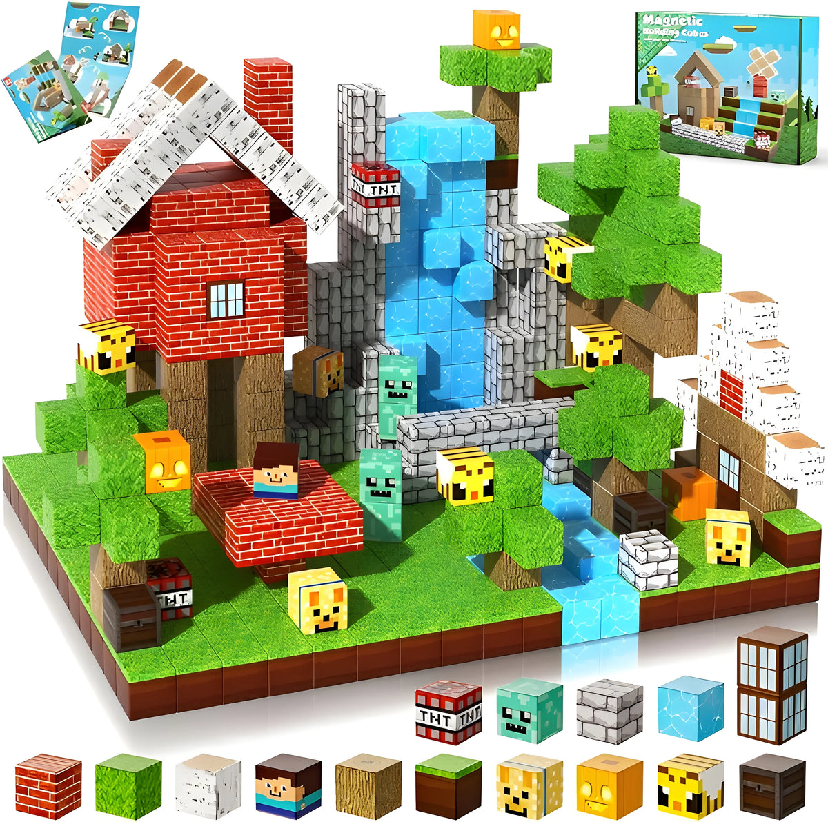 Minecraft Magnet Block Minecraft Magnetic Building Blocks – 100 pcs – Magnetic blocks – Child ...