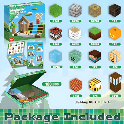 Minecraft Magnetic Building Blocks – 100 pcs – Magnetic blocks – Children's toys 3+
