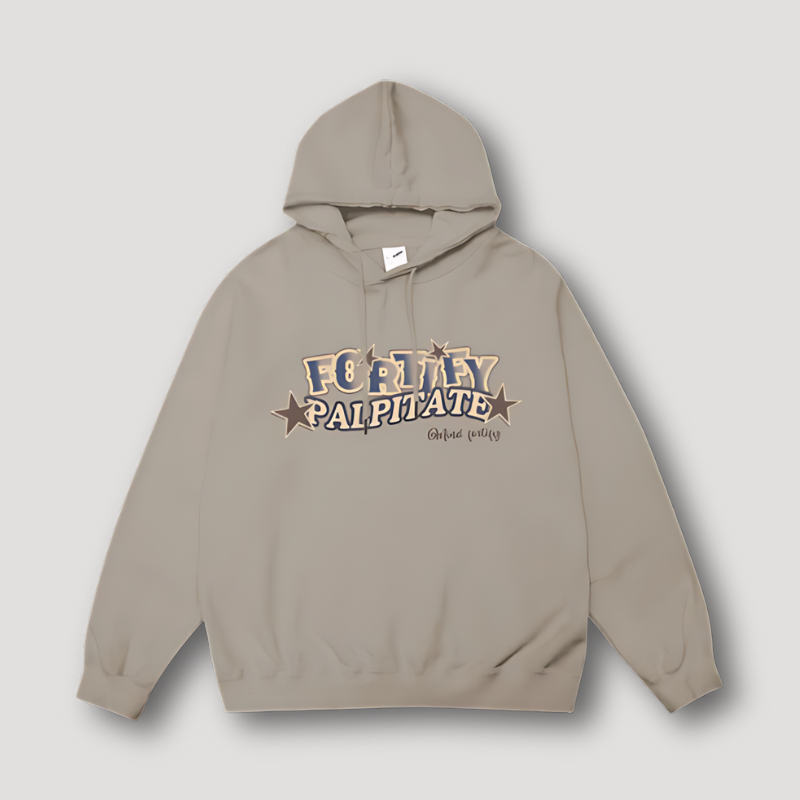 "FORTIFY PALPITATE" Beige Oversized Hoodies Australia