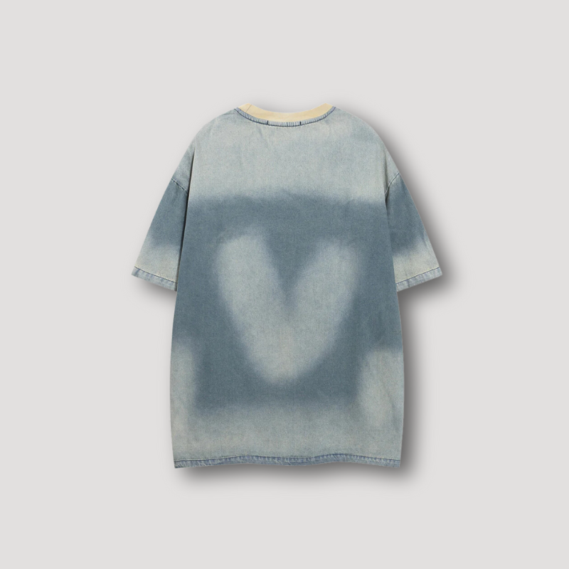 Unavowed | Embroidery Washed Heart Denim T Shirt