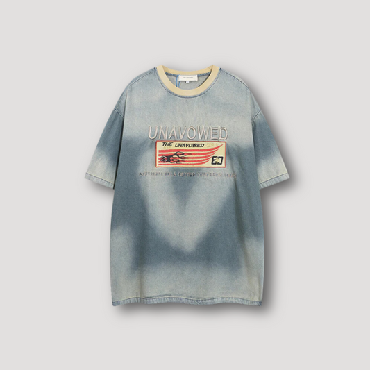 Unavowed | Embroidery Washed Heart Denim T Shirt